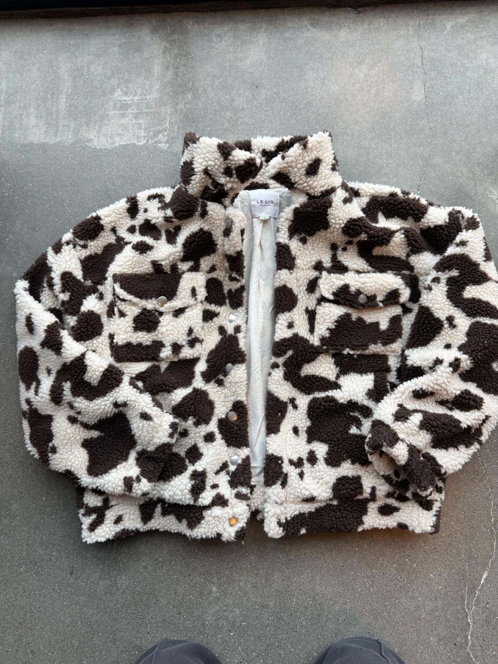 Le Lis Sherpa Cow Print Jacket